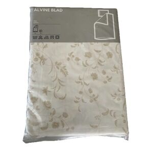 IKEA Alvine Blad Twin Duvet Cover Set Dainty Floral White Tan Flowers NEW 2004